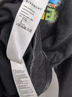 Givenchy fabric care tag on charcoal hoodie interior