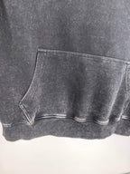 Charcoal hoodie front hem and kangaroo pocket with ribbed cuff