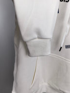 White Louis Vuitton hoodie lower front with ribbed cuff and kangaroo pocket