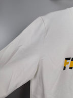 White long-sleeve sweatshirt with partial Fendi logo print on sleeve