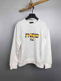 White crewneck sweatshirt with Fendi logo print on the front