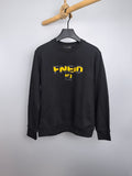 Fendi long-sleeve sweatshirt in dark gray with yellow Fendi logo graphic