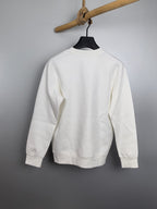 White crewneck sweatshirt, plain back view with long sleeves