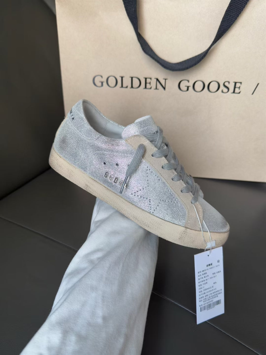 Golden Goose light blue low-top sneakers, suede, lace-up with white rubber sole