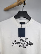 White Louis Vuitton sweatshirt neckline with front logo, hanging tag