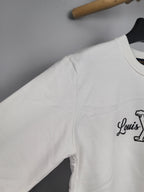 White Louis Vuitton sweatshirt sleeve and small chest logo detail