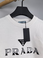 Long-sleeve sweatshirt neckline with PRADA logo print and brand tag