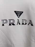 Long-sleeve sweatshirt, white, PRADA logo close-up