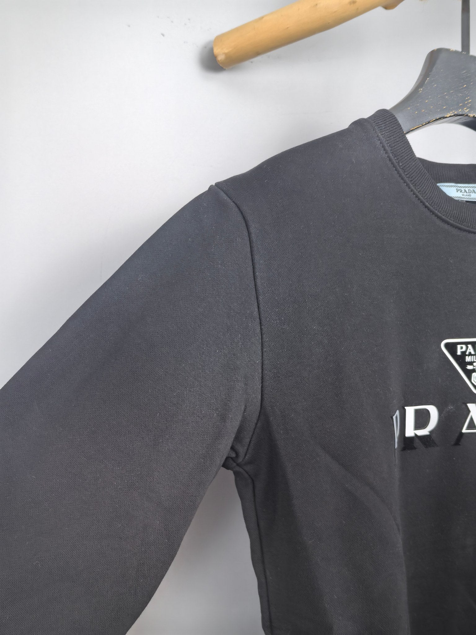 Prada crewneck sweatshirt with side seam detail and logo print