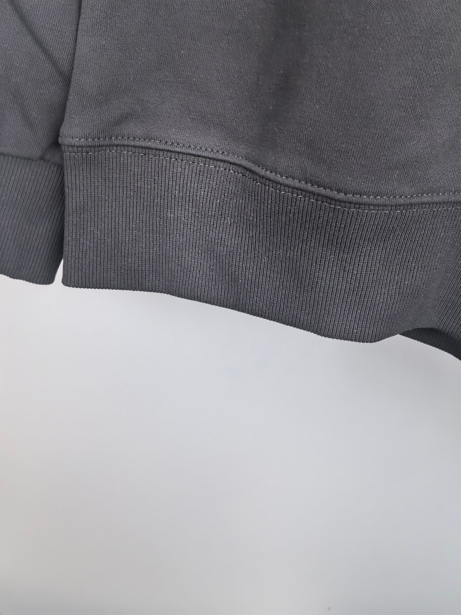 Gucci long-sleeve sweatshirt ribbed hem detail in dark gray