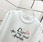 White Dior T-shirt close-up of chest print and crew neck