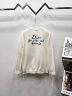 Dior white long-sleeve cardigan back with 'Dior for my real friends' graphic