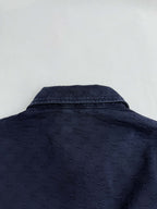 Gucci denim jacket back with high collar and textured dark navy finish