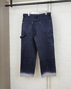 Navy Gucci pants with GG pattern, belt loops, button front, flap side pocket