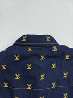 Louis Vuitton denim jacket upper back yoke with yellow monogram pattern