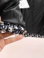 Logo belt with metal buckle on long black Dior garment