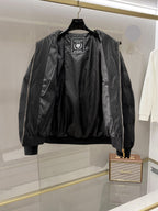 Long puffer jacket with hood, front zipper, and inner brand patch