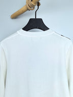 White long-sleeve crewneck sweater, plain back with neckline view