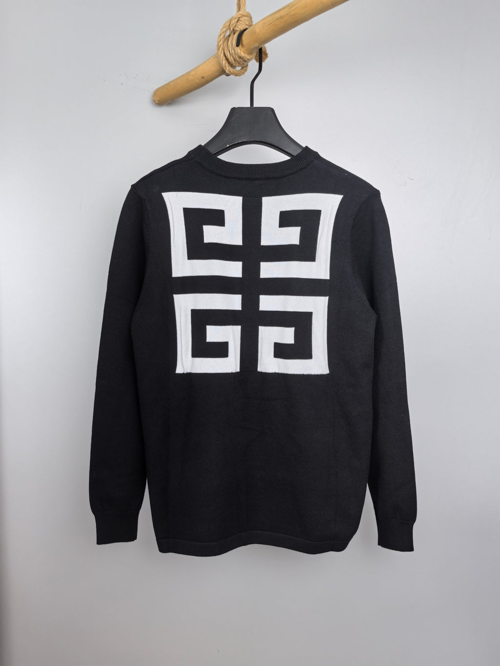 Black Givenchy crewneck sweatshirt with large back geometric logo print