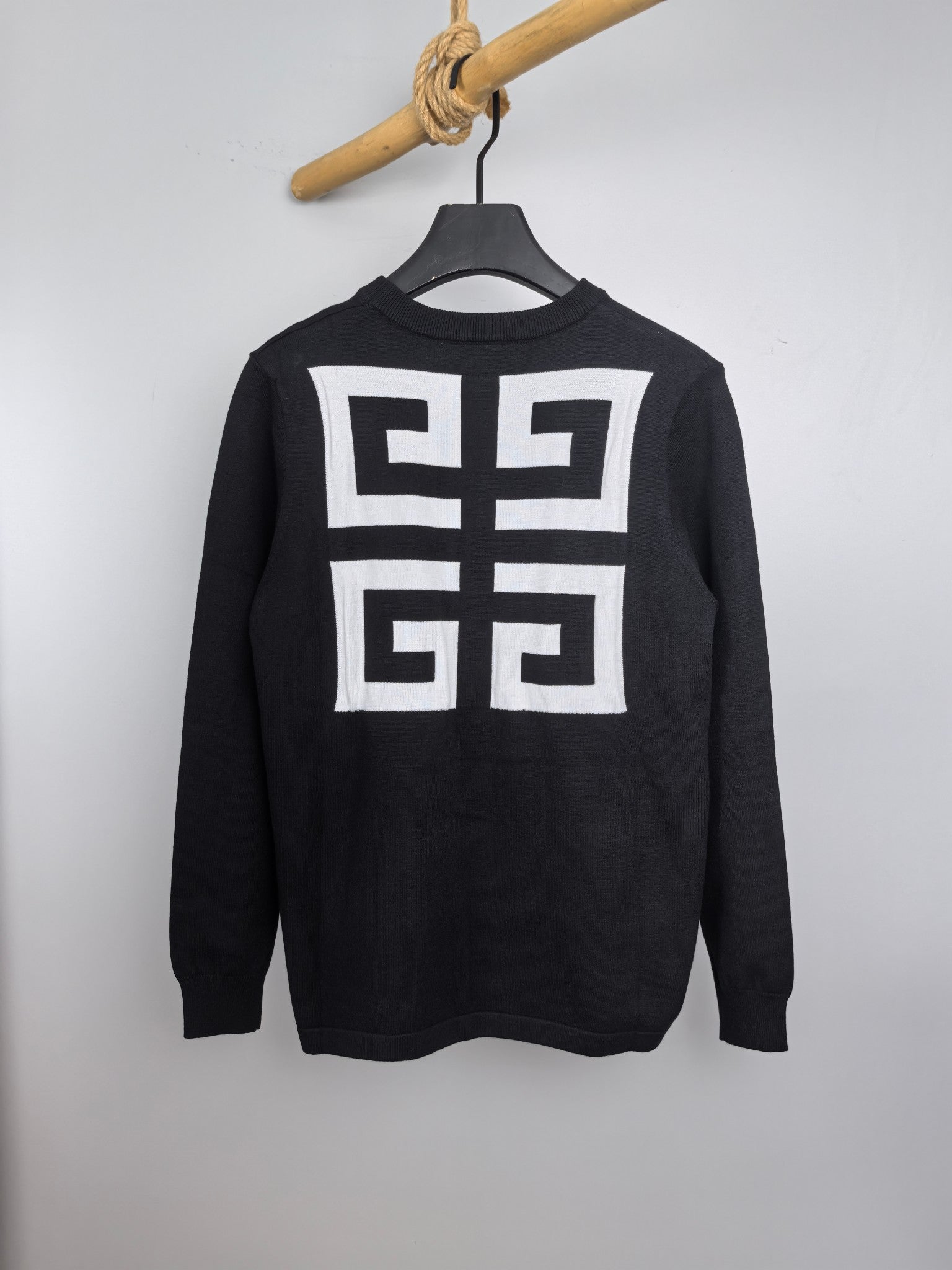 Black Givenchy crewneck sweatshirt with large back geometric logo print