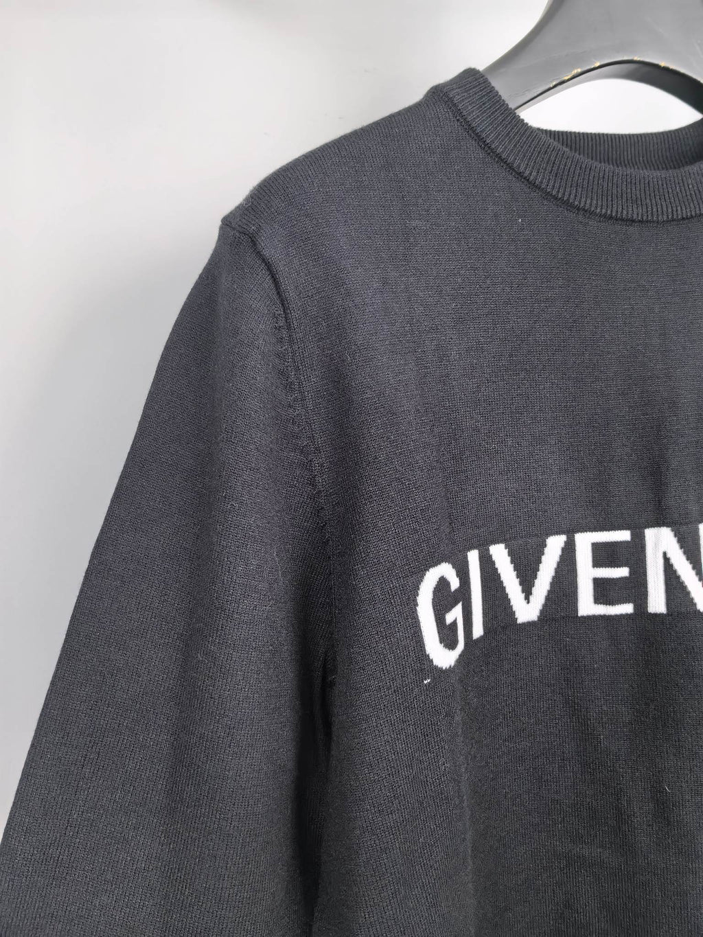 Dark Givenchy crewneck sweatshirt with sleeve-side white logo print