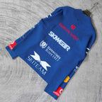 Blue sweater with SKWEAR, Balenciaga Since text, and star logo print