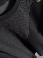 Fendi black long-sleeve sweatshirt close-up of textured knit front panel