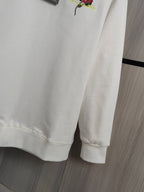 White crewneck sweatshirt with ribbed cuffs and hem