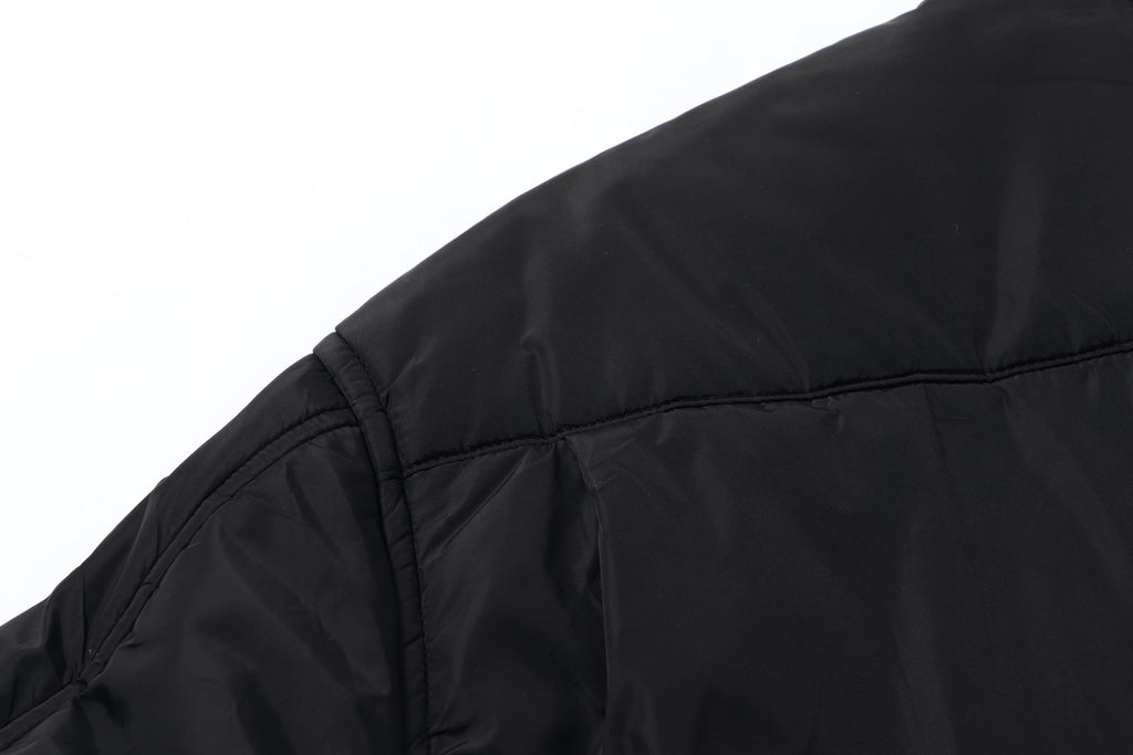 Black Prada button-up shirt shoulder and yoke seam detail