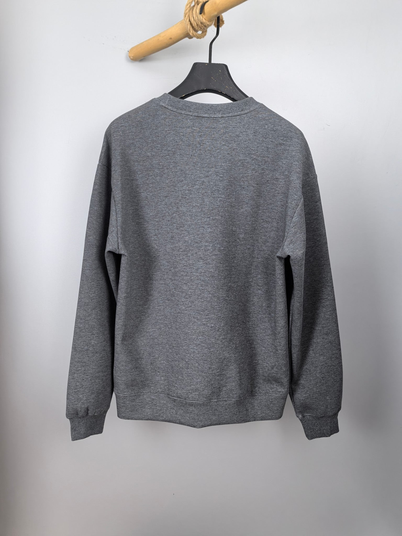 Dior long-sleeve crewneck sweatshirt in heather gray, back view