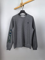 Dior long-sleeve crewneck sweatshirt in heather gray with small chest logo graphic
