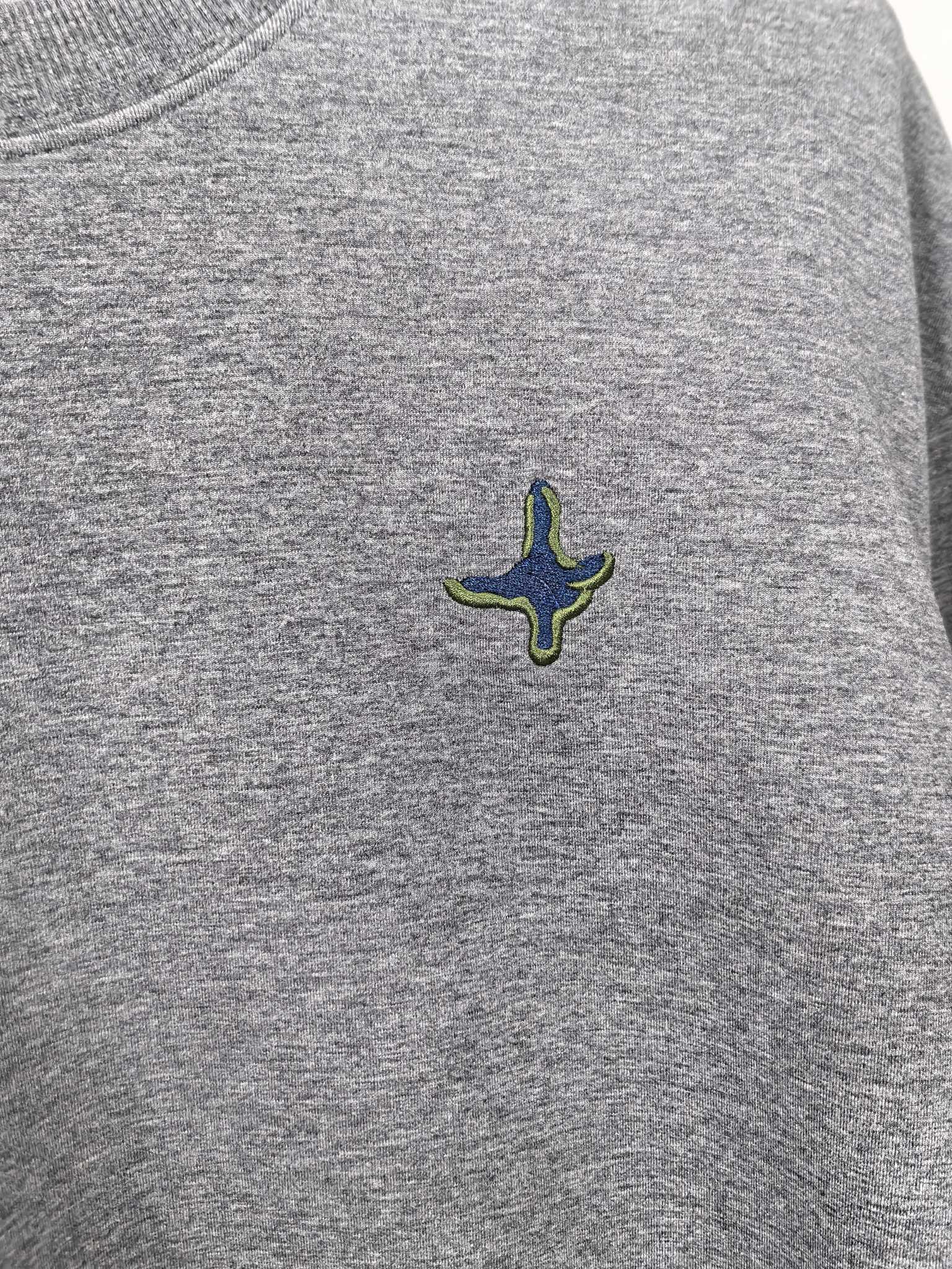 Dior long-sleeve sweatshirt heather gray with small colorful star logo on chest