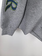 Dior long-sleeve sweatshirt heather gray with partial “Dior” sleeve print and cuffs