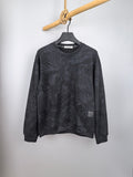 Dior long-sleeve sweatshirt in dark gray with leaf pattern, crew neck.