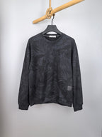 Dior long-sleeve sweatshirt in dark gray with leaf pattern, crew neck.