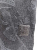 Long-sleeve sweatshirt with stitched Dior leather patch, dark gray leaf print.