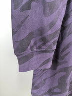 Off-White crewneck sweatshirt cuff and hem, purple camo print
