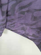Off-White crewneck sweatshirt sleeve detail, purple camo print