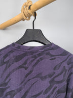 Off-White crewneck sweatshirt, purple camo print, crew neckline