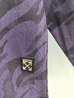 Off-White crewneck sweatshirt with square chest logo patch, purple camo