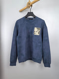 Blue Louis Vuitton long-sleeve crewneck sweatshirt with logo patch on chest