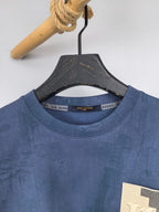 Blue Louis Vuitton crewneck sweatshirt neckline with brand tag
