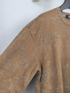 Fendi long-sleeve sweatshirt sleeve in brown with blue graphic print, ribbed cuff