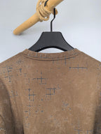 Fendi long-sleeve sweatshirt back in brown with blue print, ribbed crew collar