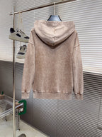 Beige FENDI hoodie sweatshirt, back view with hood and long sleeves.