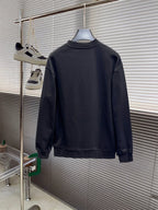 Black long-sleeve sweatshirt, plain back, crew neck