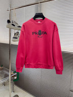 Pink Prada crewneck sweatshirt with front PRADA crown graphic