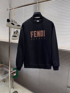 Black long-sleeve sweatshirt with FENDI graphic logo on chest