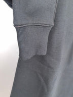 Dark gray hoodie sleeve cuff with ribbed knit hem