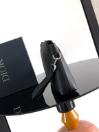 Black Dior men's small bag with short strap and metal ring side detail.